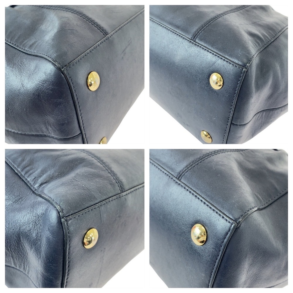 Coach Coach Leather Tote Bag Navy Gold Hardware Leather Tote Bag - Picture 3 of 10